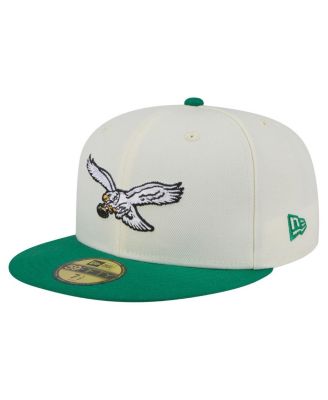 New Era - Men's  White/Kelly Green Philadelphia Eagles Throwback Main 59FIFTY Fitted Hat