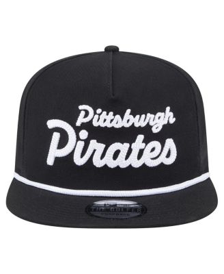 Men's Black Pittsburgh Pirates Team Text Golfer Snapback Hat