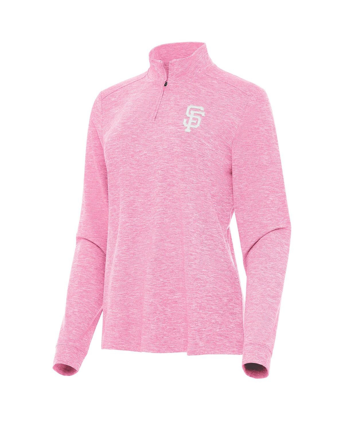 Antigua Women's Pink Philadelphia Phillies Mentor Lightweight Mock Neck Quarter-zip Top In Pink