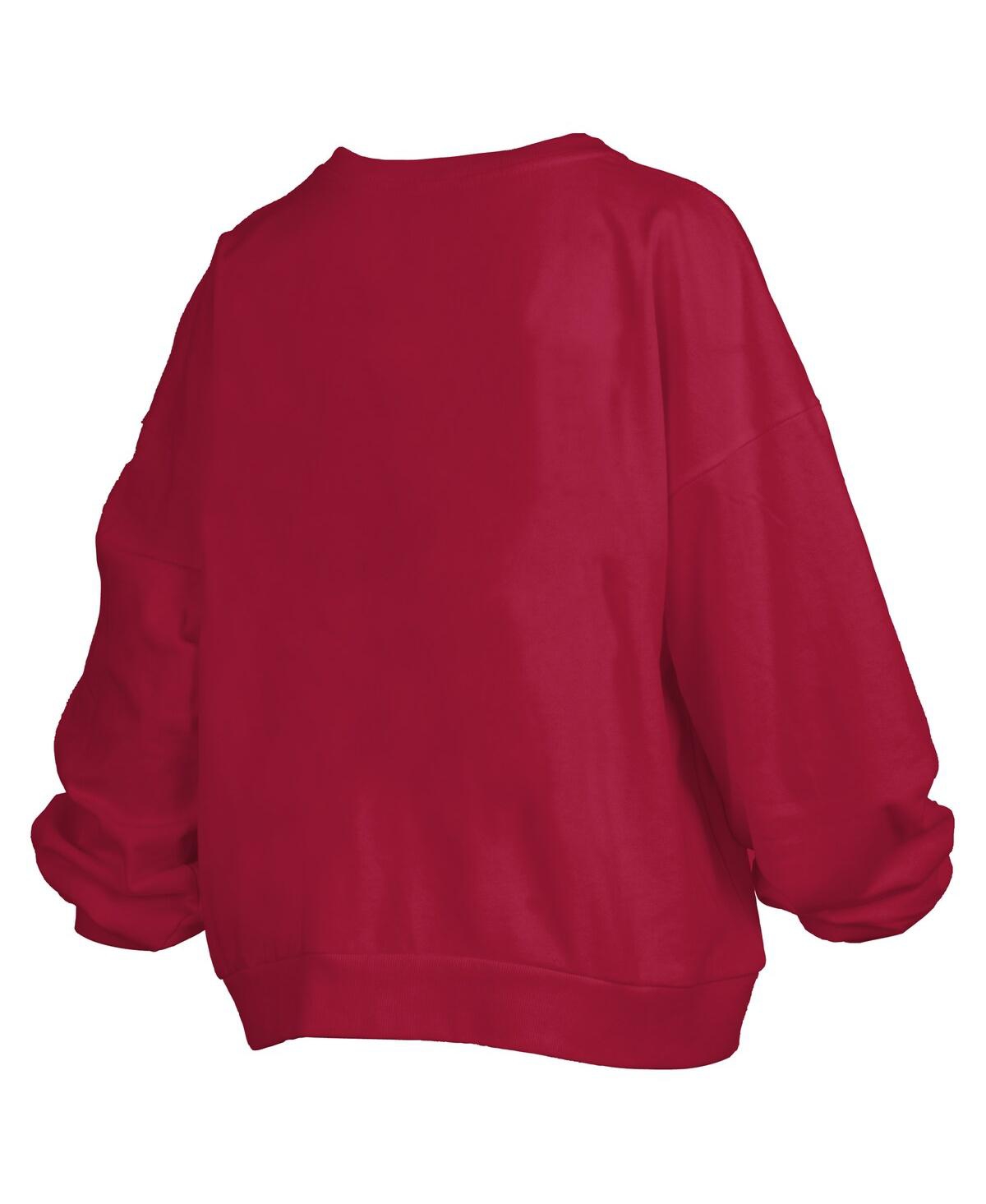 Pressbox Women's Crimson Alabama Crimson Tide Janise Arch Over Logo Waist Length Oversized Pullover Sweatshir In Crimson