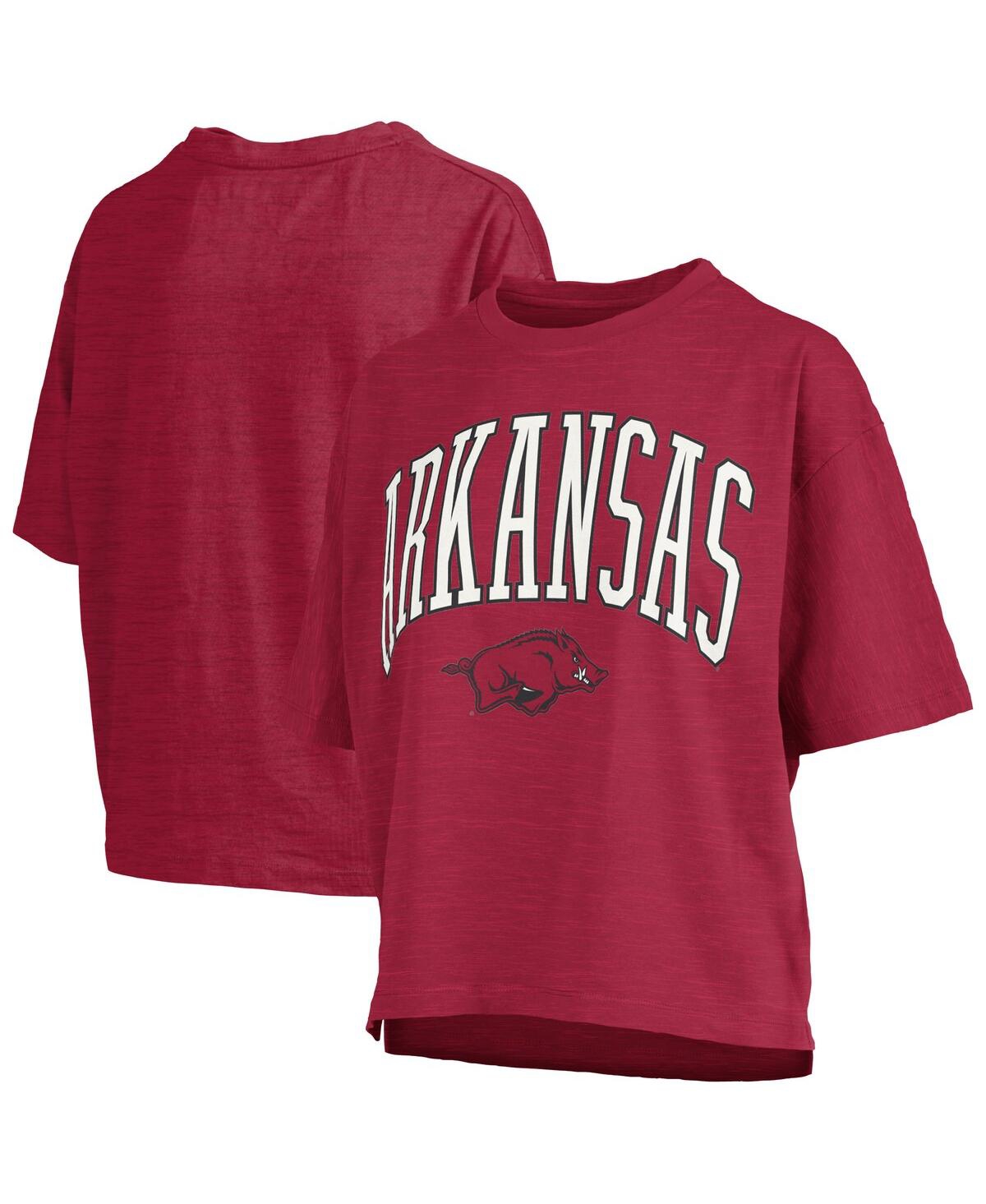 Women'sÂ Cardinal Arkansas Razorbacks Nelson Arch Over Logo Waist Length Oversized Slub T-Shirt - Cardinal