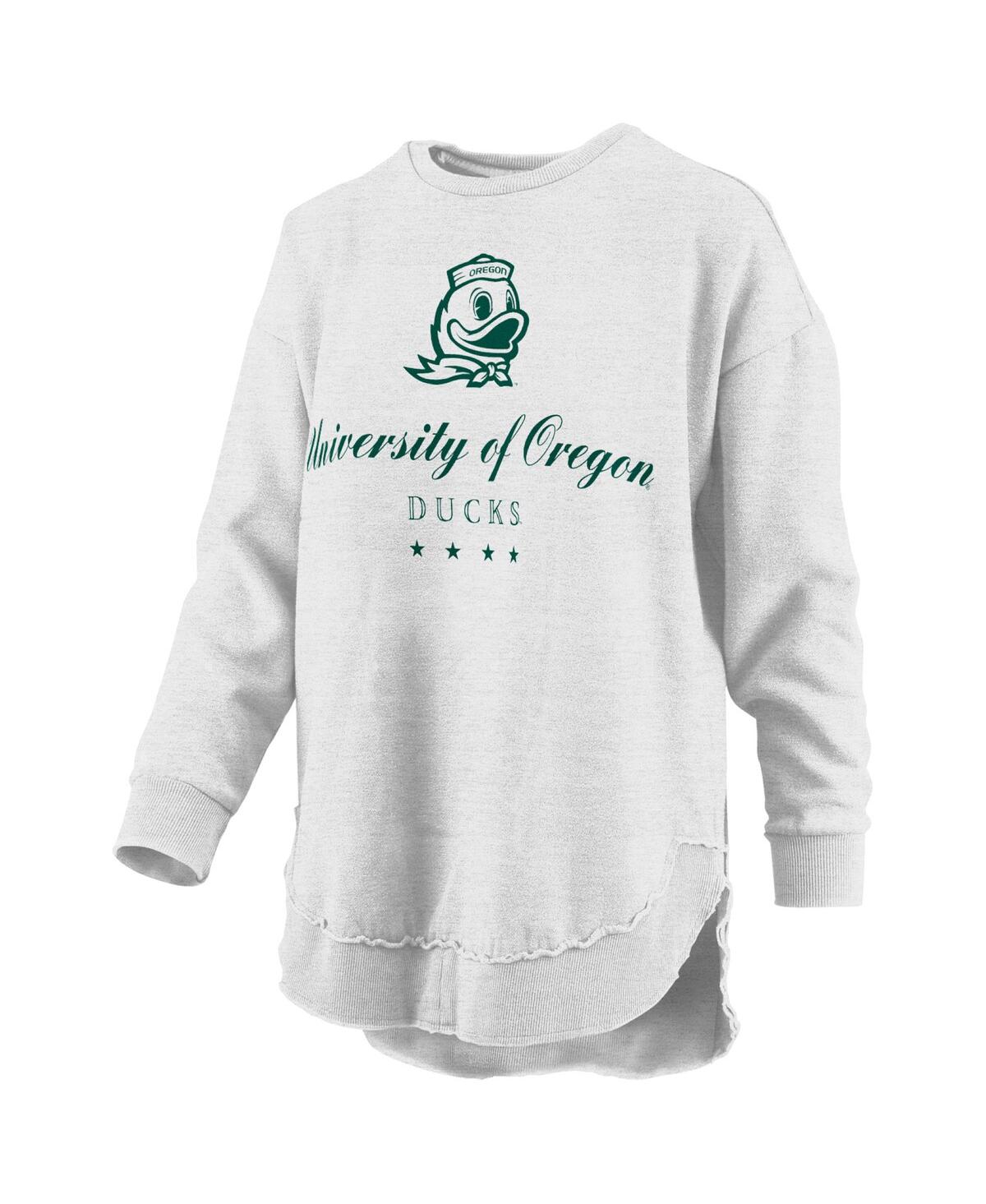 Pressbox Women's Heather Gray Oregon Ducks Field Day Melange Poncho Pullover Sweatshirt In Heather Gray