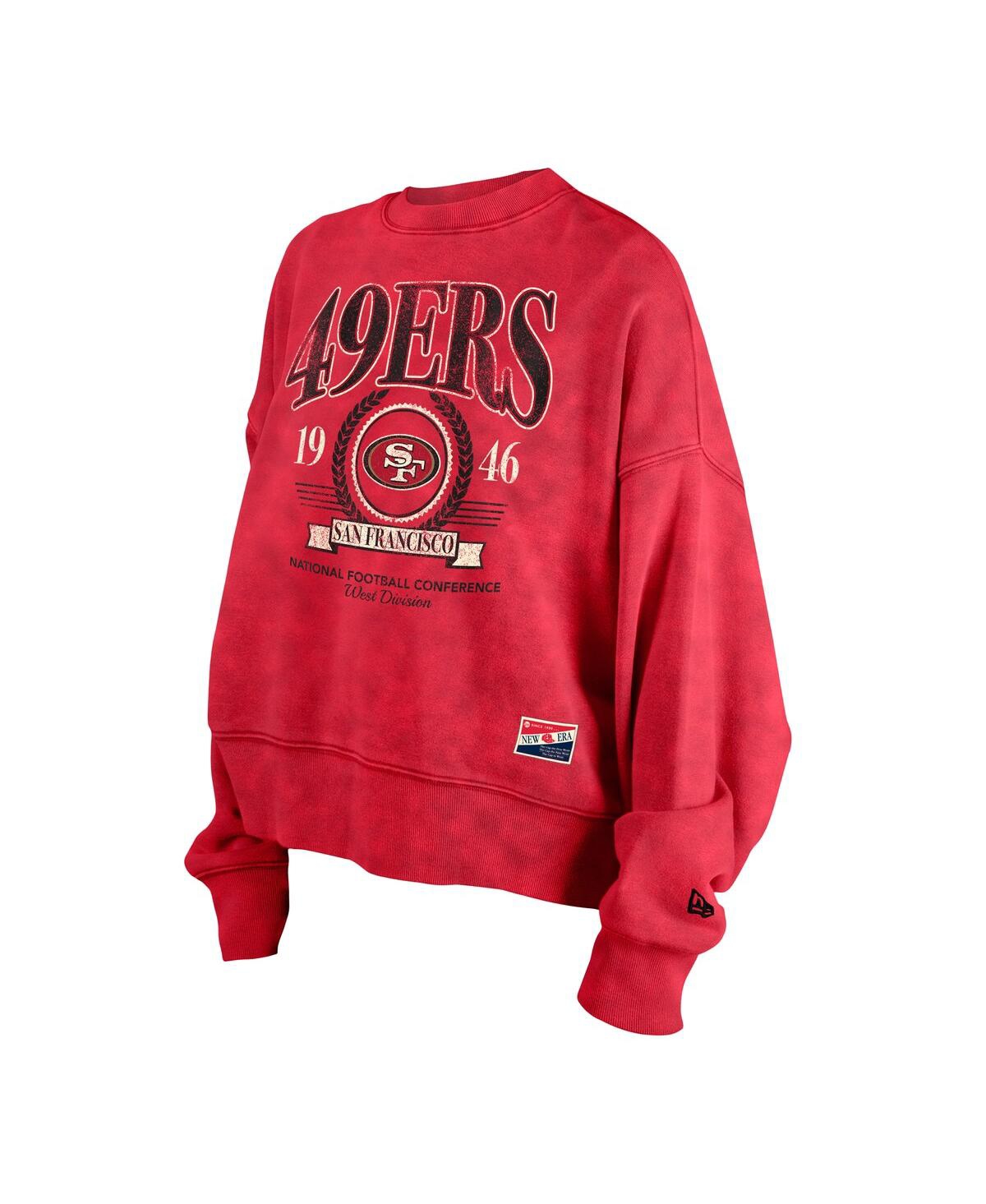 New Era Women's Scarlet San Francisco 49ers Throwback Boxy Sweatshirt In Scarlet