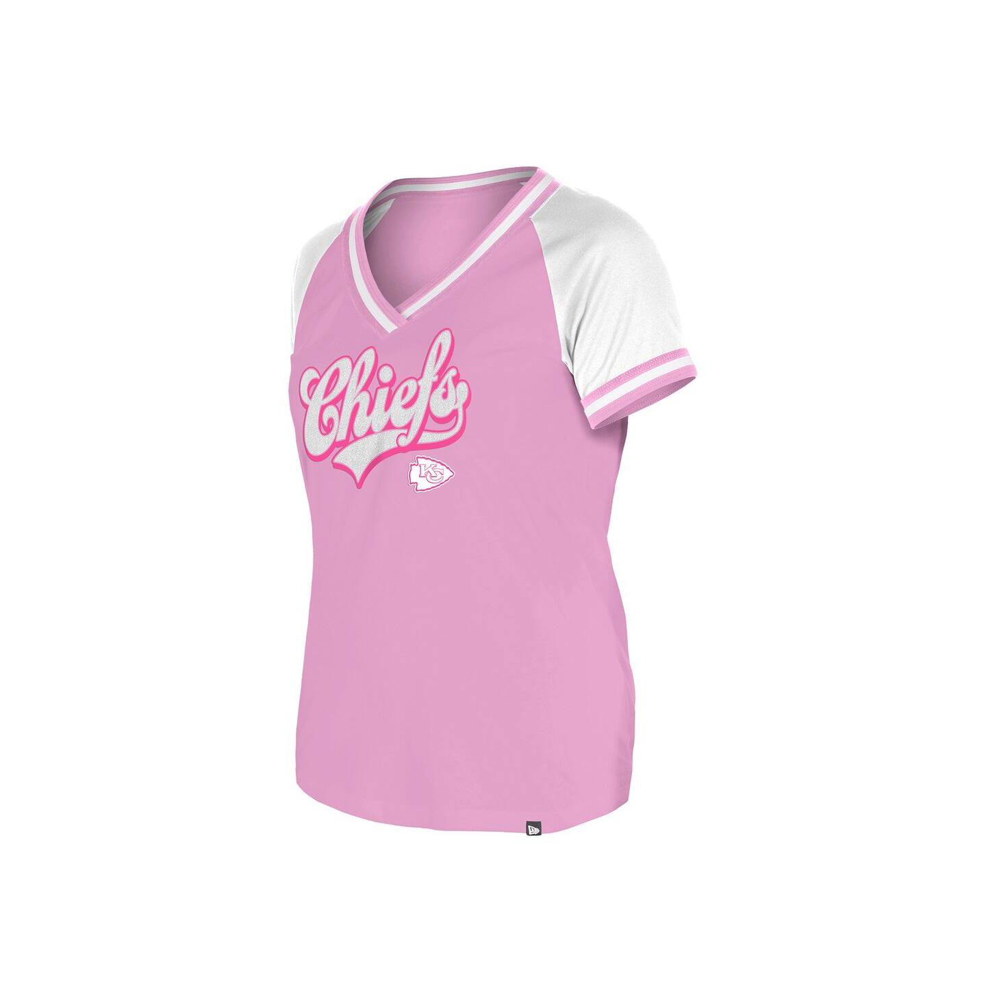 Женская футболка New Era Pink Kansas City Chiefs Color Multiplier V-neck — фото 3