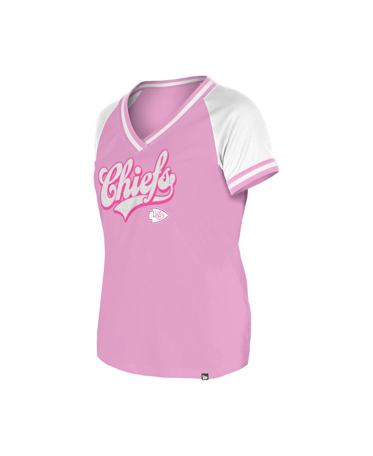 NEW ERA WOMEN'S PINK KANSAS CITY CHIEFS COLOR MULTIPLIER V-NECK T-SHIRT 