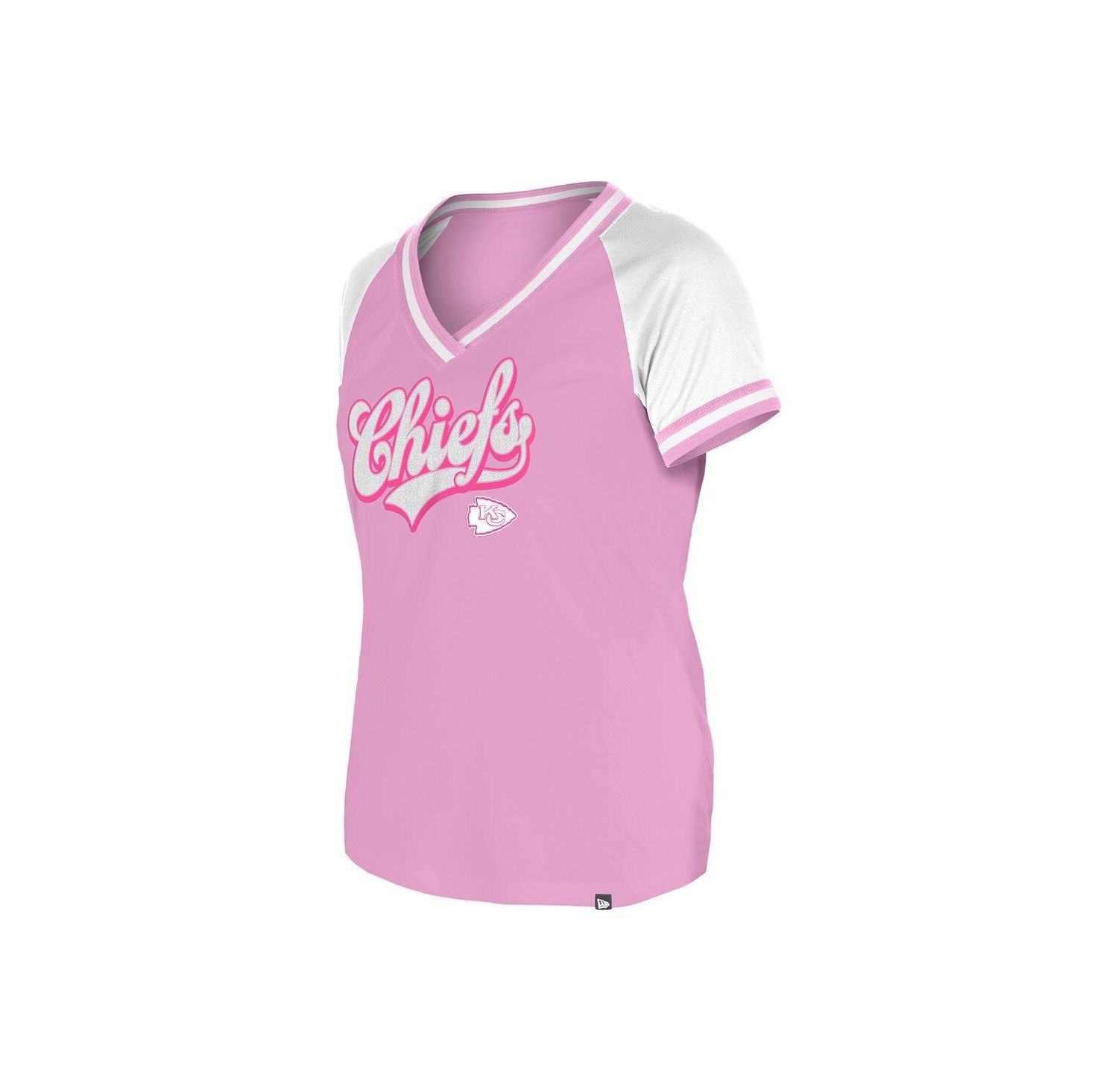 Women's Pink Kansas City Chiefs Color Multiplier V-neck T-Shirt