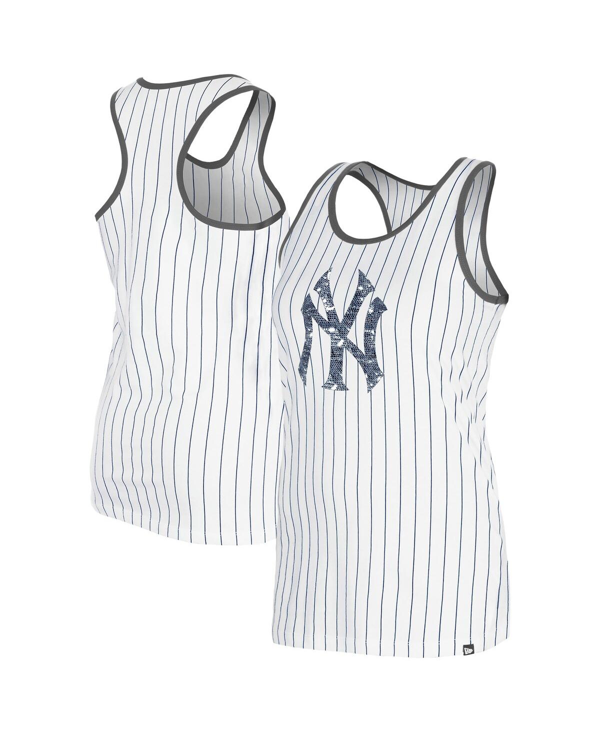 NEW ERA WOMEN'S WHITE NEW YORK YANKEES GAMEDAY PINSTRIPE TANK TOP 