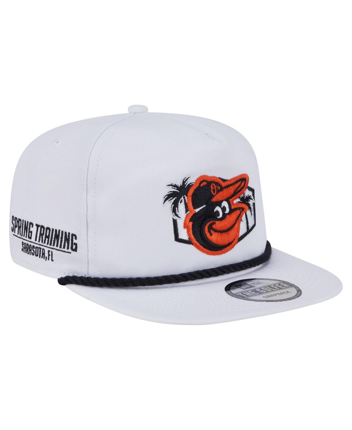 New Era Men's White Baltimore Orioles Palm Spring Training Adjustable Golfer Hat In White