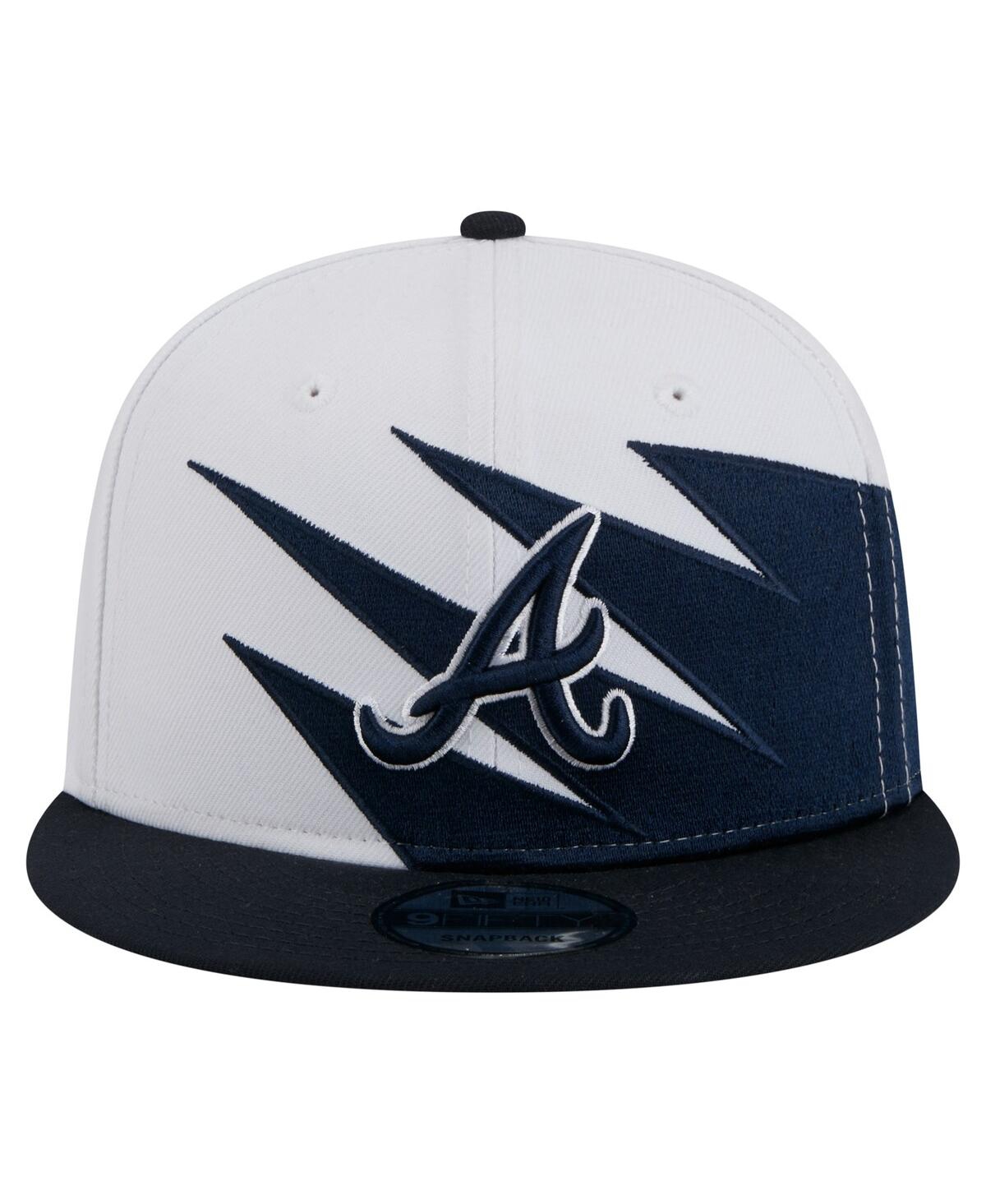 NEW ERA MEN'S NAVY/WHITE ATLANTA BRAVES JAGGED 9FIFTY SNAPBACK HAT 