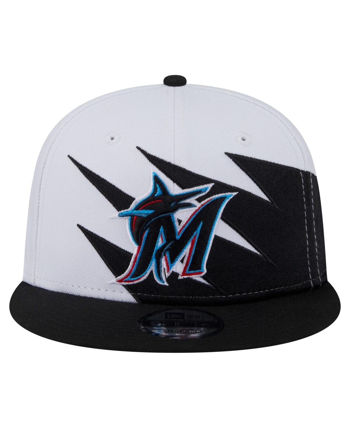 NEW ERA MEN'S BLACK/WHITE MIAMI MARLINS JAGGED 9FIFTY SNAPBACK HAT 