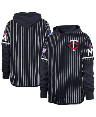 '47 Brand - Men's  Navy Minnesota Twins Pinstripe Double Header Pullover Hoodie
