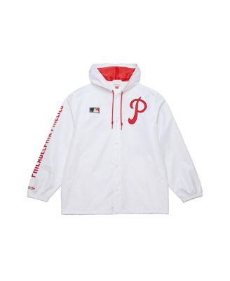 Men's White Philadelphia Phillies Vintage Full-Snap Hooded Coaches Jacket