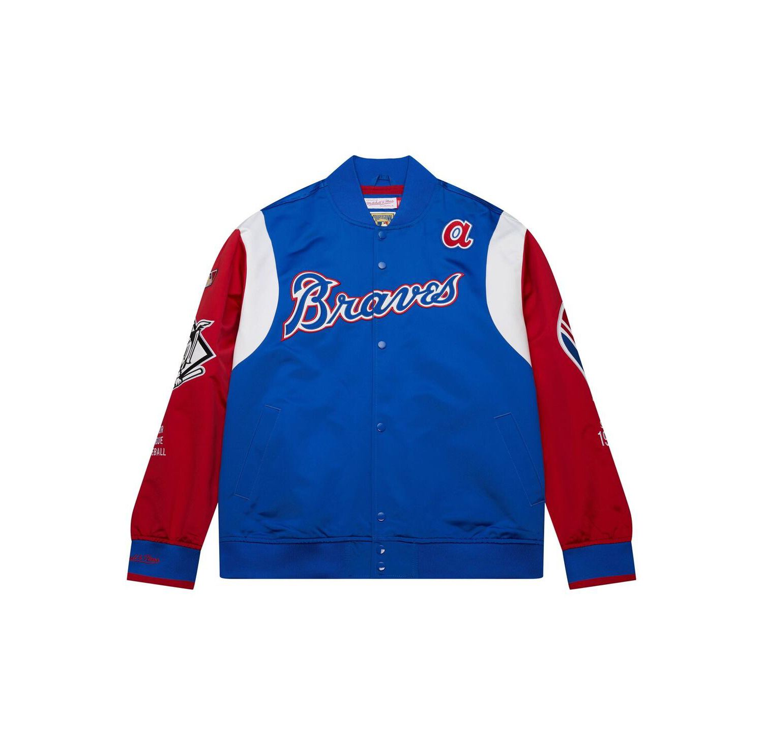 Men's Royal/Red Atlanta Braves Cooperstown Collection Team Origins Satin Full-Snap Jacket