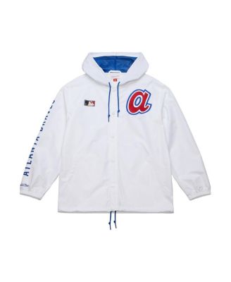 Men's White Atlanta Braves Vintage Full-Snap Hooded Coaches Jacket