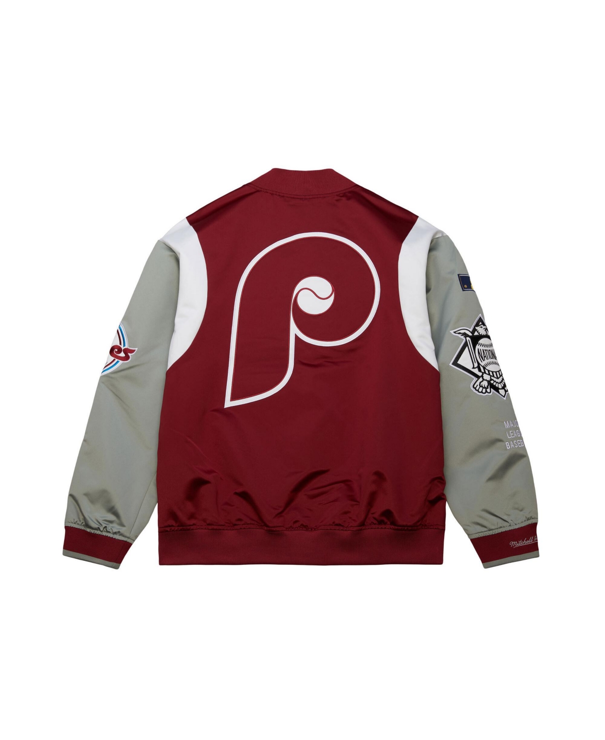 Mitchell & Ness Men's Burgundy/gray Philadelphia Phillies Cooperstown Collection Team Origins Satin Full-snap Jacket In Burgundy,gray