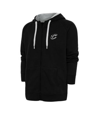 Antigua - Men's Black Cleveland Cavaliers Metallic Logo Victory Raglan Full-Zip Hoodie