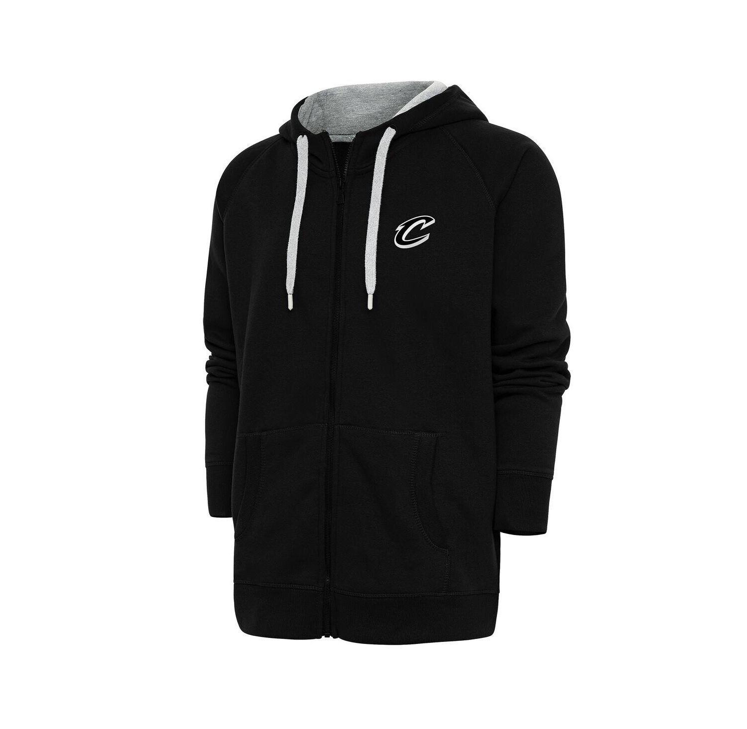 Men's Black Cleveland Cavaliers Metallic Logo Victory Raglan Full-Zip Hoodie