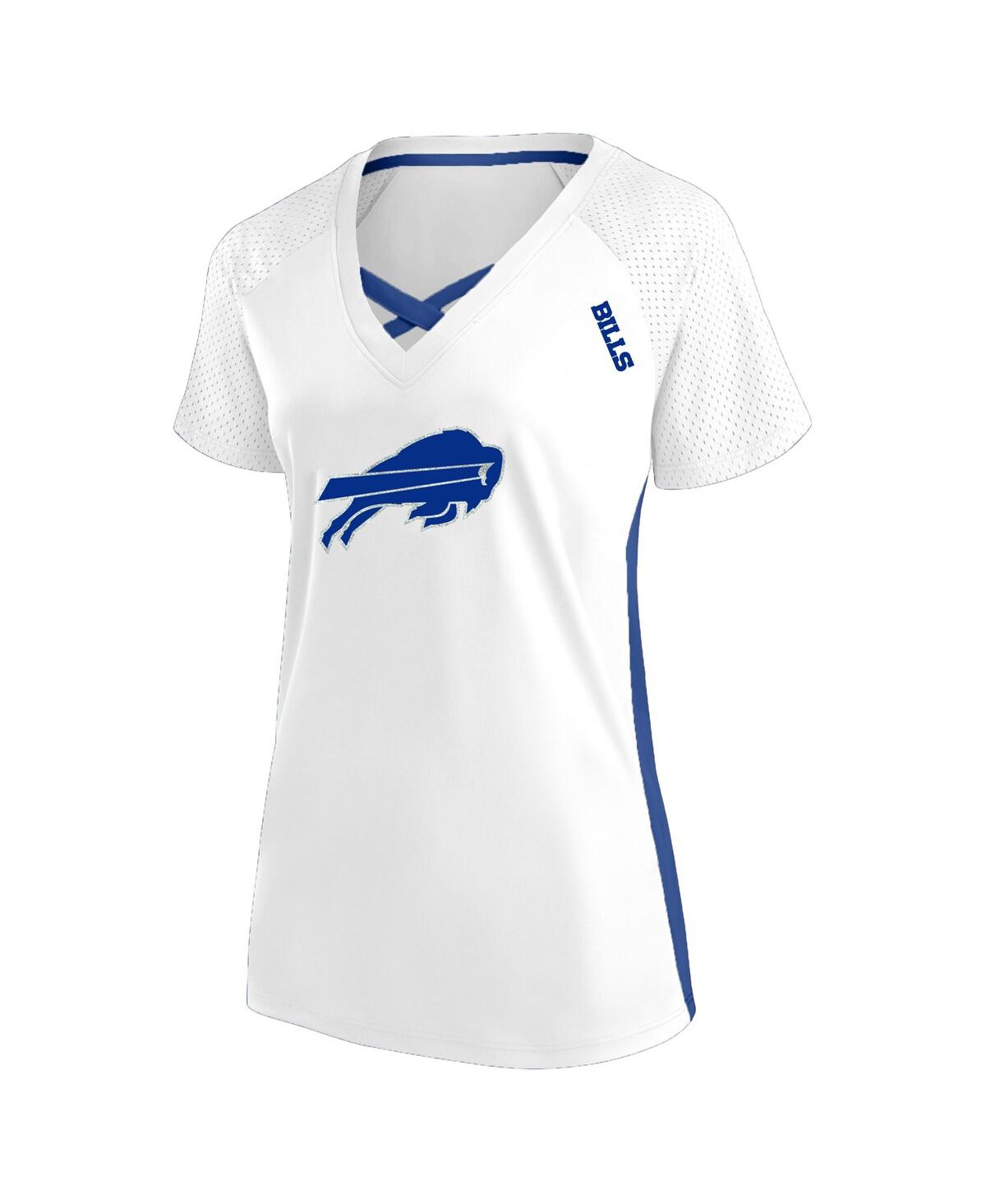 Fanatics Women's White Buffalo Bills Plus Size Glitter Lace-up V- Neck T-shirt In White