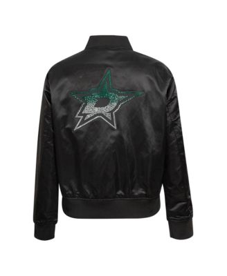 Women's Black Dallas Stars Rhinestone Jewels Satin Full-Snap Jacket