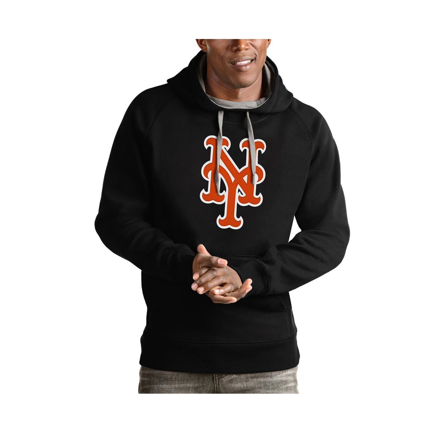 Men's Black New York Mets Victory Pullover Team Logo Hoodie