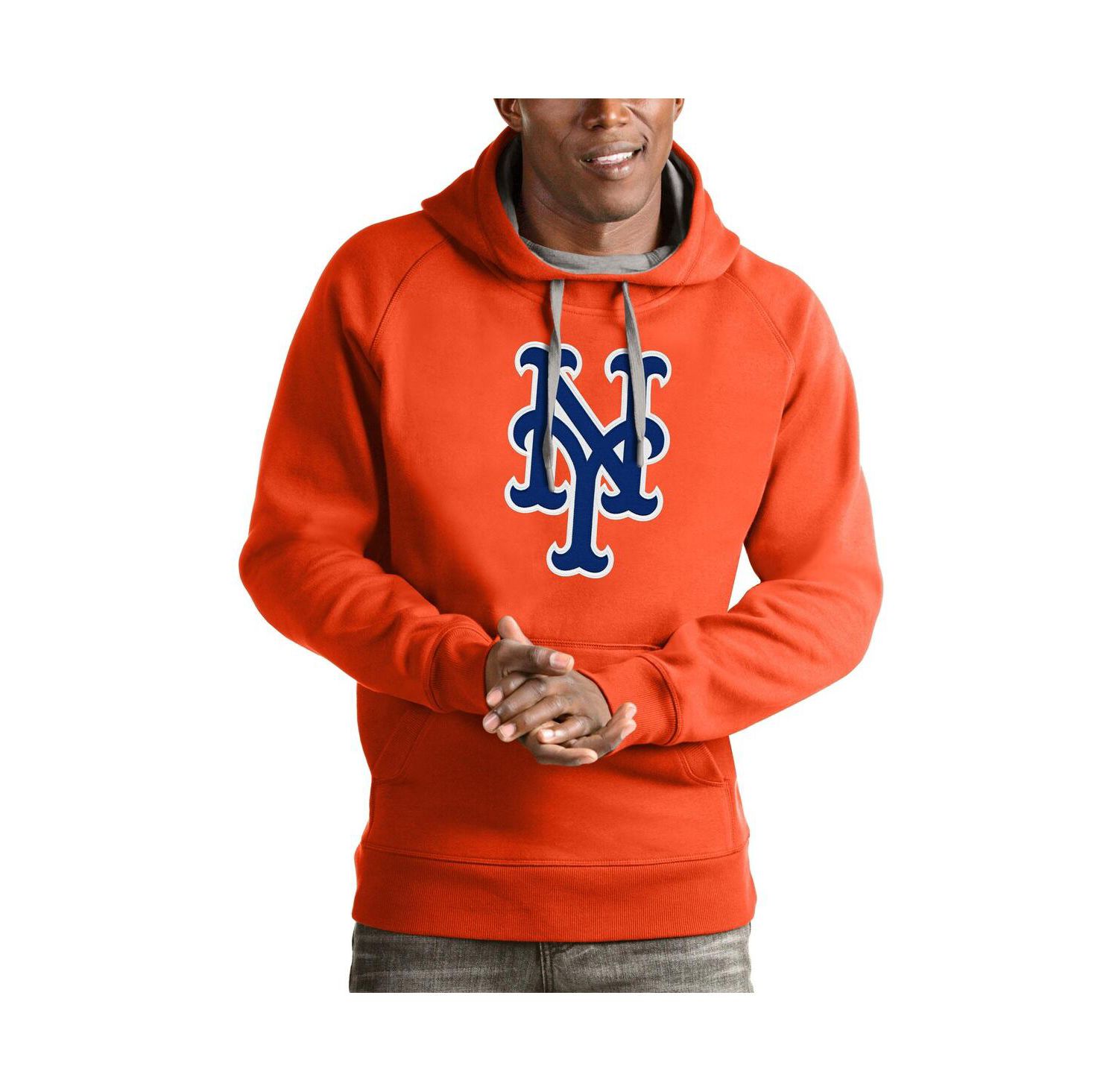 Men's Orange New York Mets Victory Pullover Team Logo Hoodie