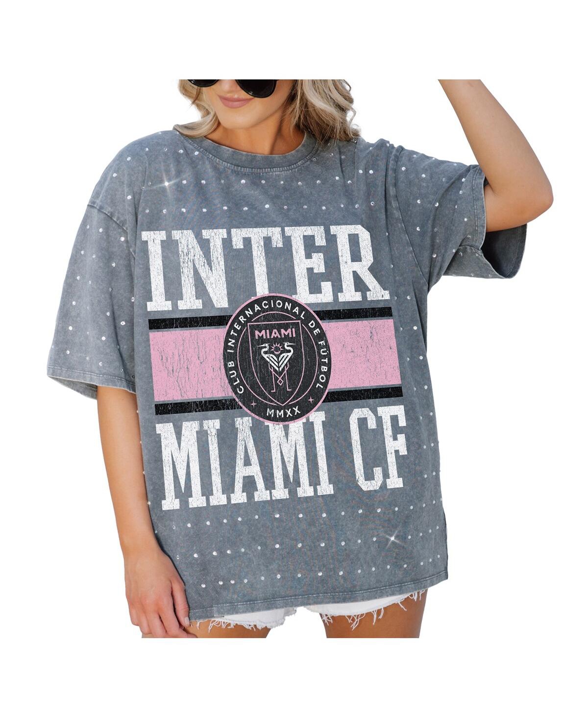 Shop Gameday Couture Women's Gray Inter Miami Cf Oversized Mini Rhinestone Classic T-shirt