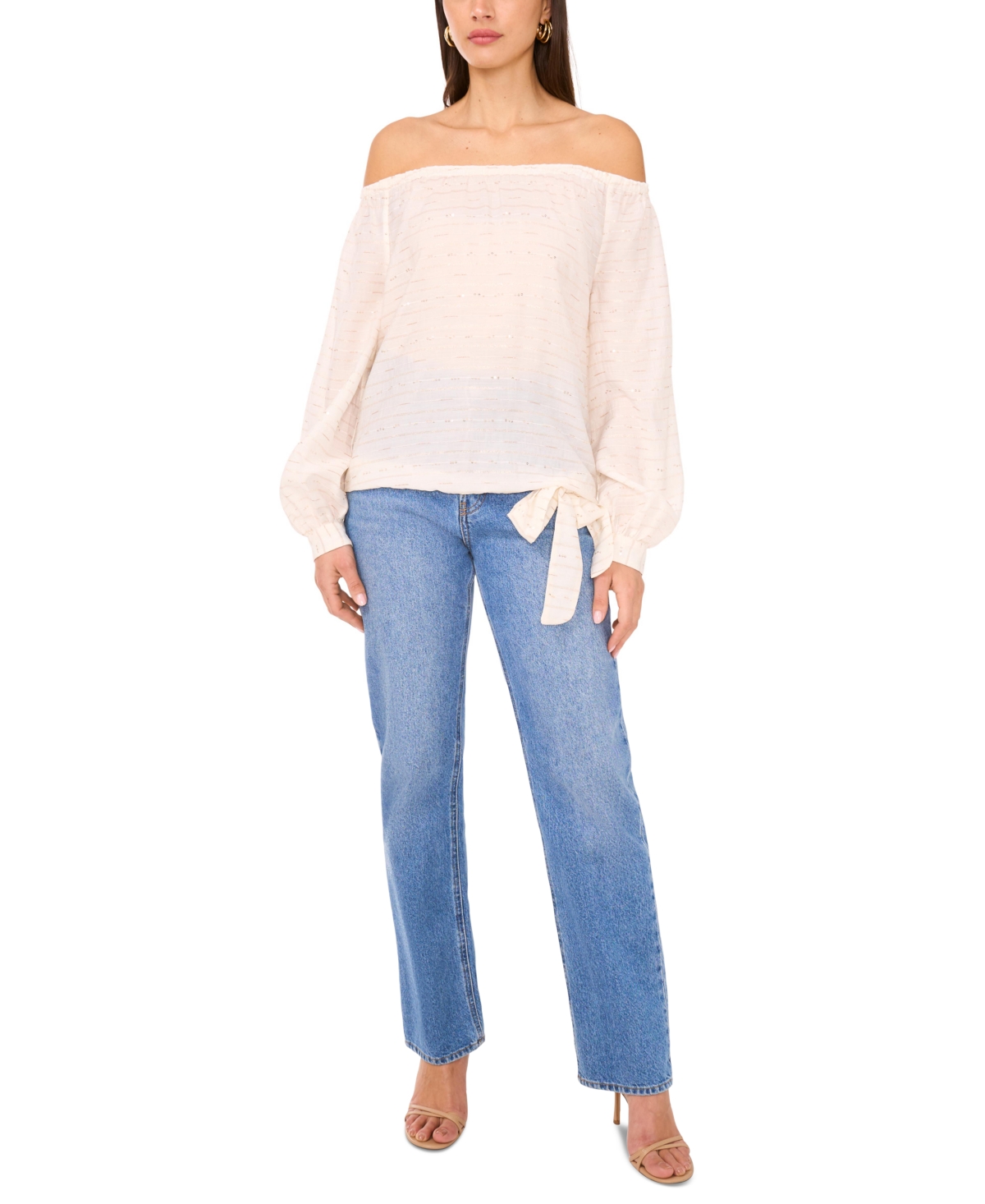 Shop Vince Camuto Women's Off-the-shoulder Blouson-sleeve Top