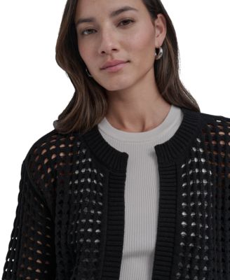Petite Open-Stitch Cardigan Sweater