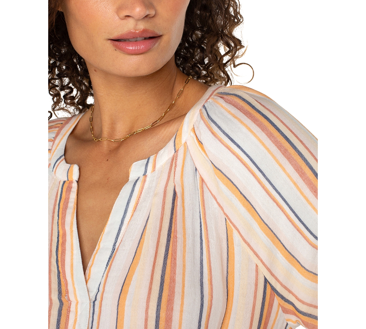 Liverpool Los Angeles Fray Hem Cotton Top In Multi