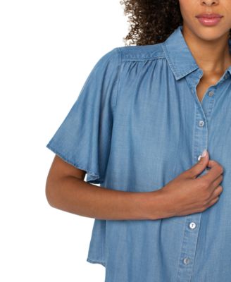 Petite Flutter-Sleeve Blouse