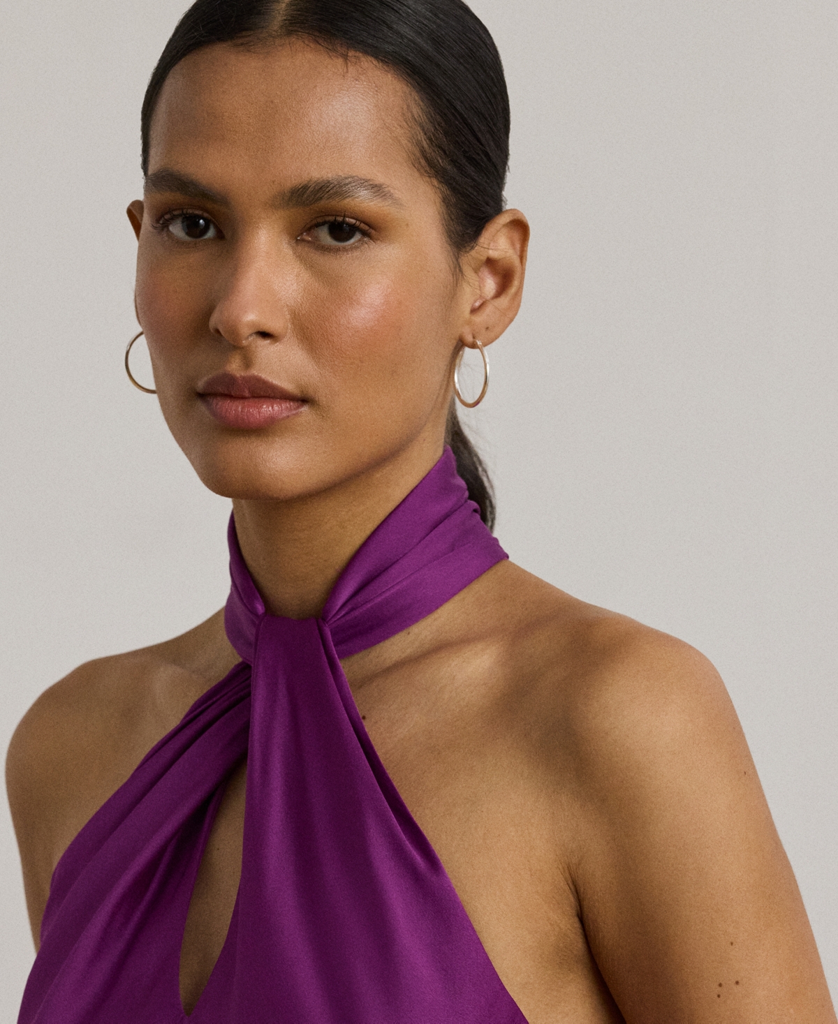 Ralph Lauren Women's Charmeuse Halter Cocktail Dress In Purple
