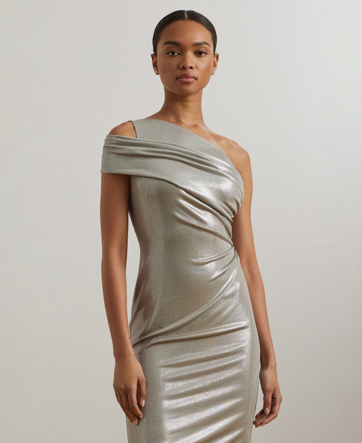 Ralph Lauren Women's Metallic One-shoulder Cocktail Dress