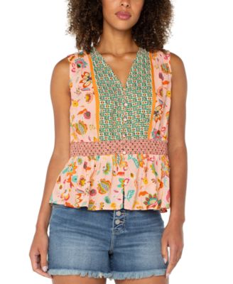 Liverpool Los Angeles - Women's Printed Sleeveless Peplum Top