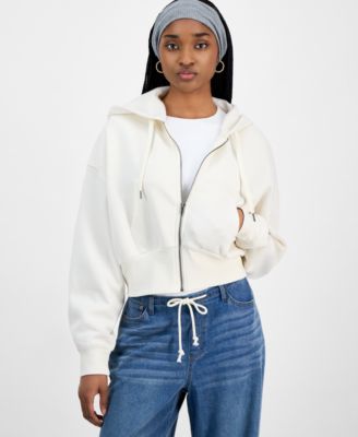Hippie Rose - Juniors' Drop-Shoulder Full-Zip Hoodie