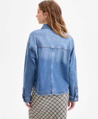 Juniors' Oversized Denim Shirt Jacket 