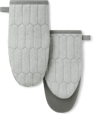 Honeycomb Quilted Chambray Mini Oven Mitt Set, 5.5" x 8"