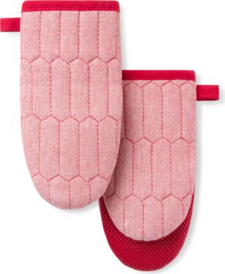 Honeycomb Quilted Chambray Mini Oven Mitt Set, 5.5" x 8"