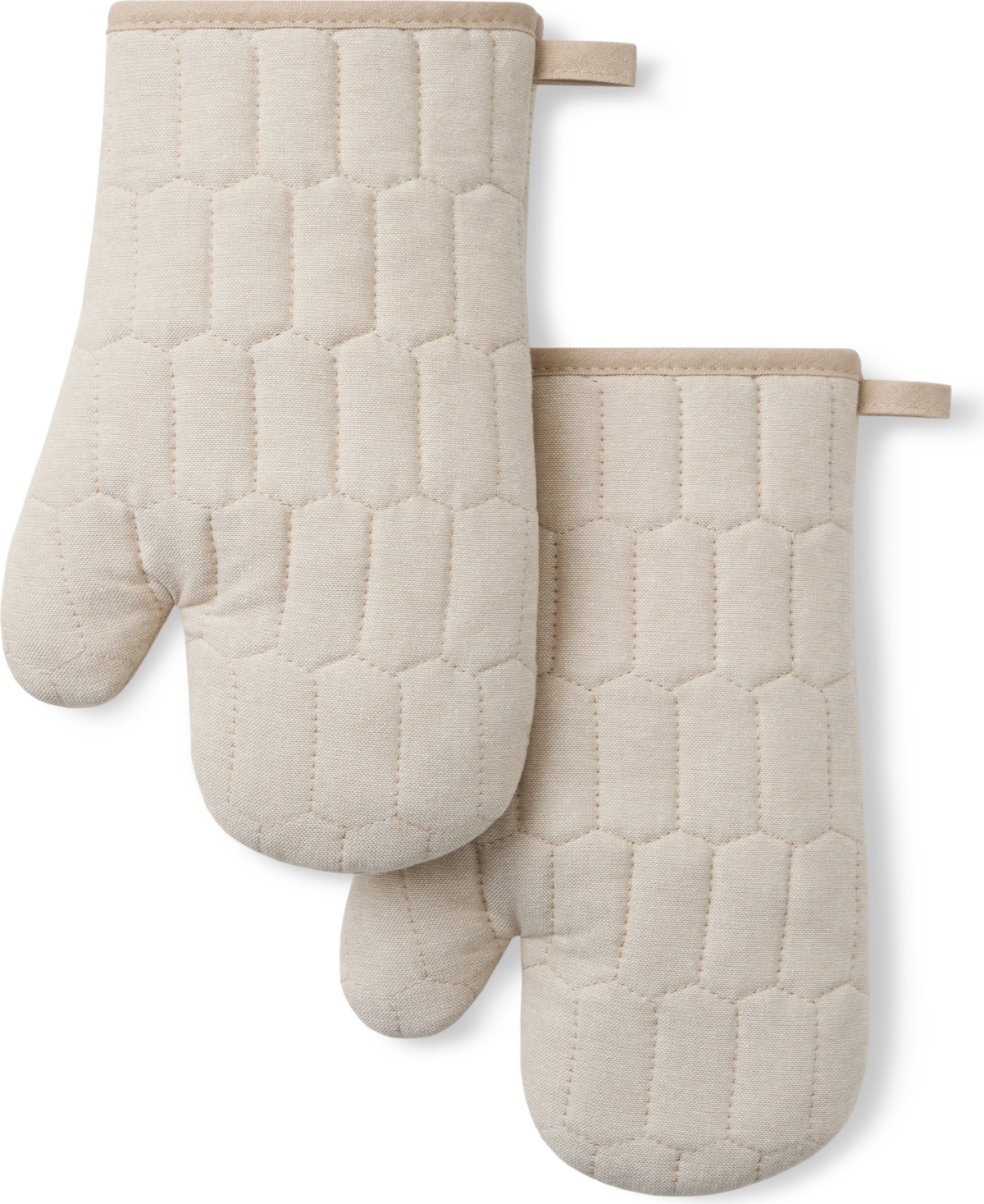 Honeycomb Quilted Chambray Oven Mitt Set, 7" x 13" - Mint Green