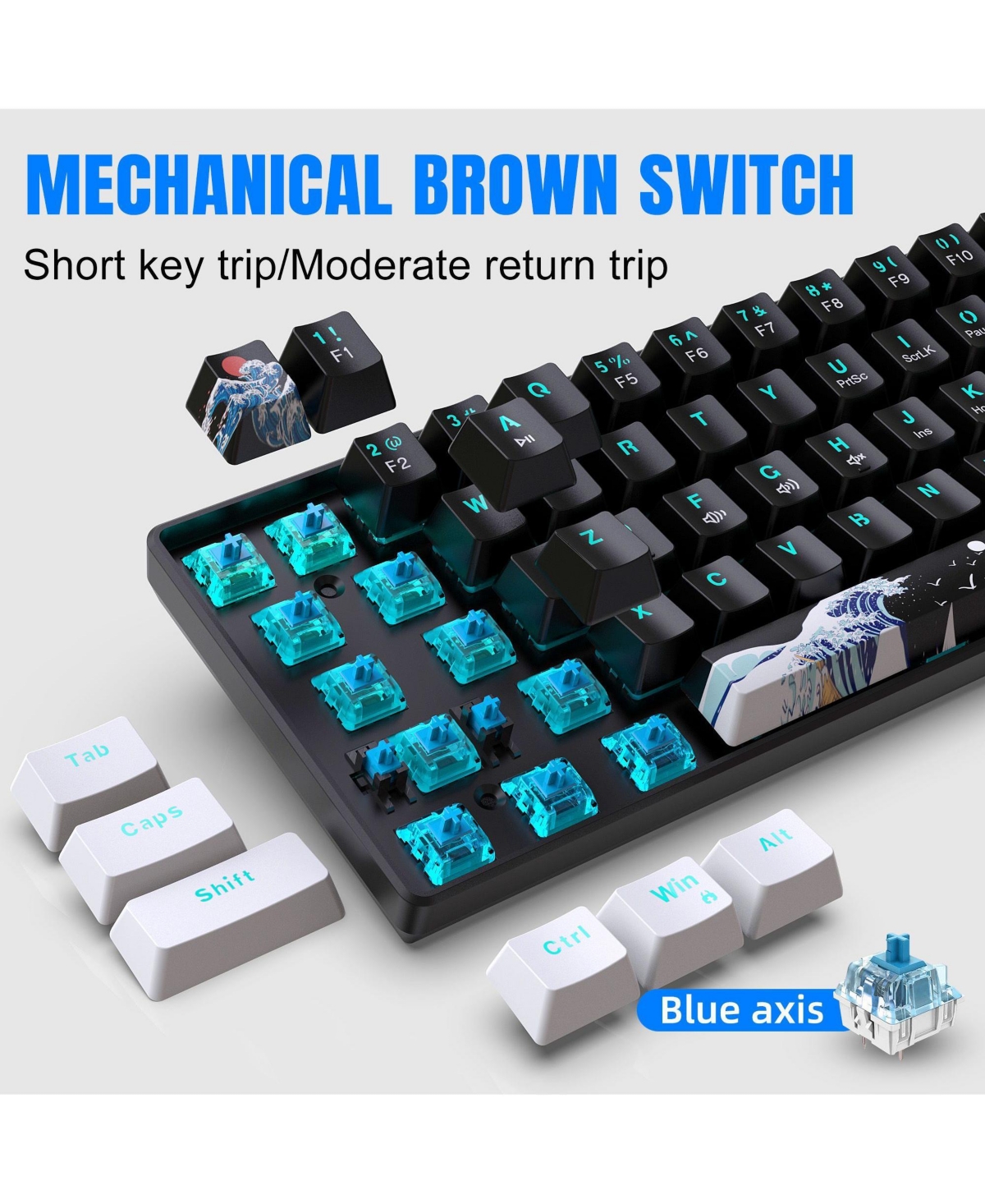 60% Mechanical Gaming Keyboard,61 Keys Blue Switches,Wired Mechanical Keyboard with Led Backlit,Compact Ergonomic Keyboard (Black)