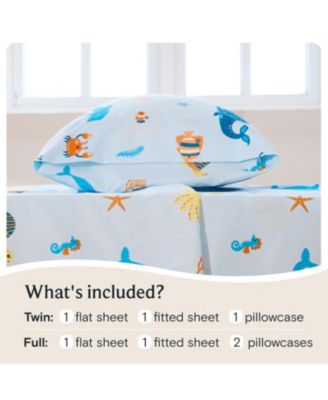 4 PC Full Sheet Set Soft Microfiber, Wrinkle-Free, Machine Washable, Toddler Bedding for Girls, Boys, Teens