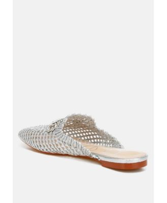Roboma Metallic Woven Diamante Mules