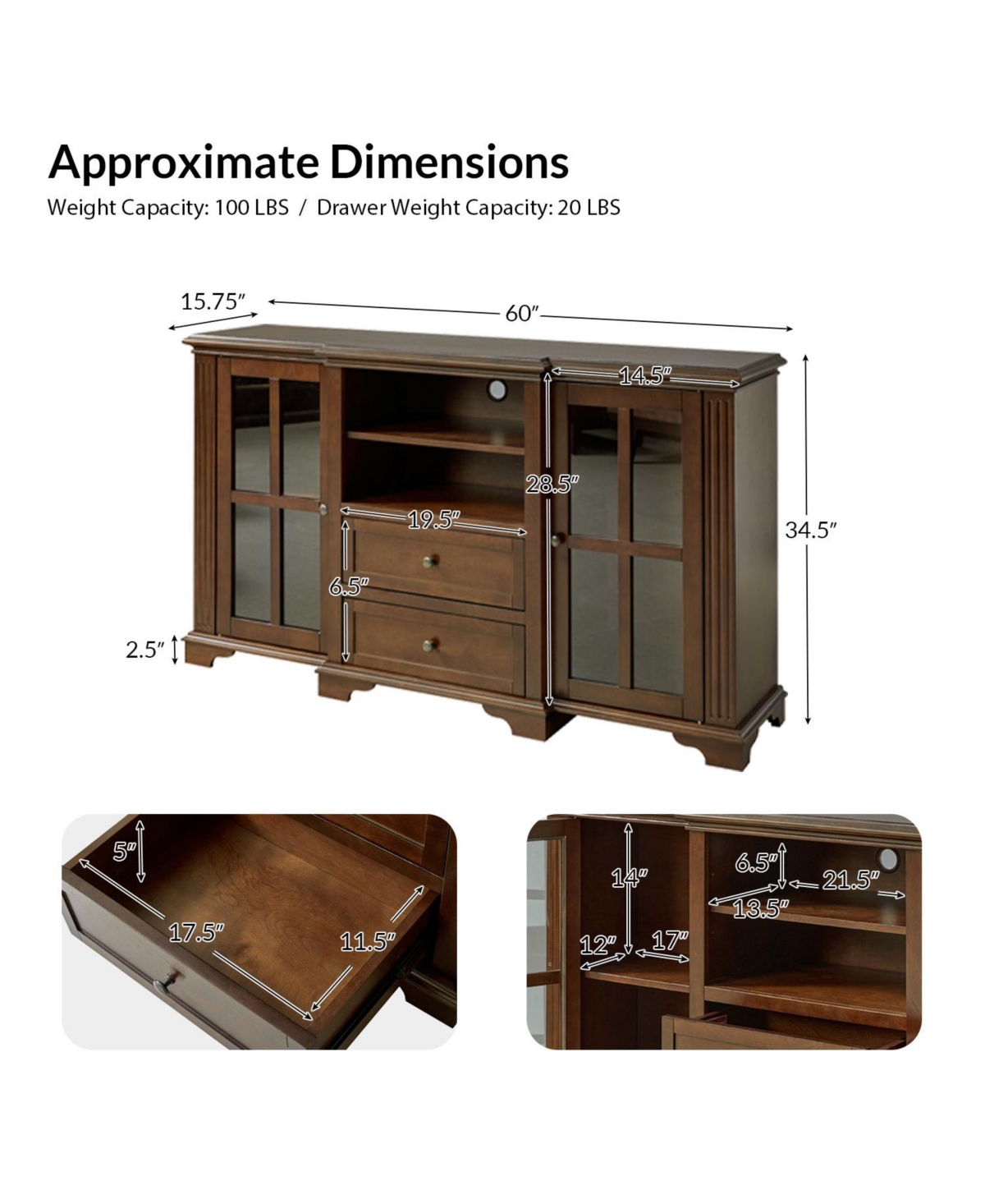 Dietrich 60" Tv Stand with 2 Drawers & Shelf