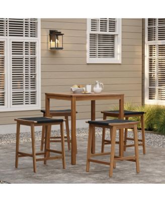 Outdoor Acacia Wood  Counter Height Stools, Set of 2