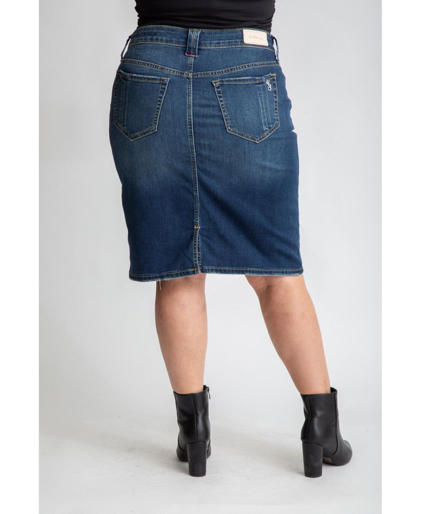 Женская юбка SLINK Jeans Plus Size Denim knee length skirt in 23" length - Virginia — фото 2