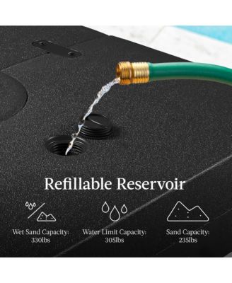 330lb Capacity Fillable Heavy-Duty Outdoor Cantilever Umbrella Base w/ Easy-Fill Spouts