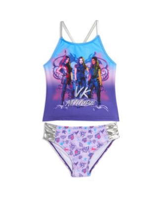 Girls Uma Evie Mal Tankini Top and Bikini Bottom Swim Set to