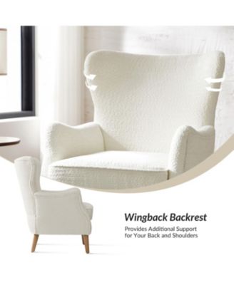 Caden 28.5" Modern Boucle Wingback Armchair With Solid Wood Legs