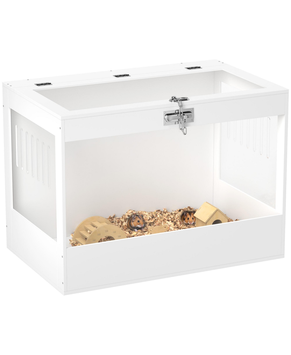 Hamster Cage with Openable Top, Hut, Small Animal Habitat, - White