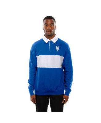 Men's Royal New York Mets Throwback Prep Color Block Rugby Polo Shirt