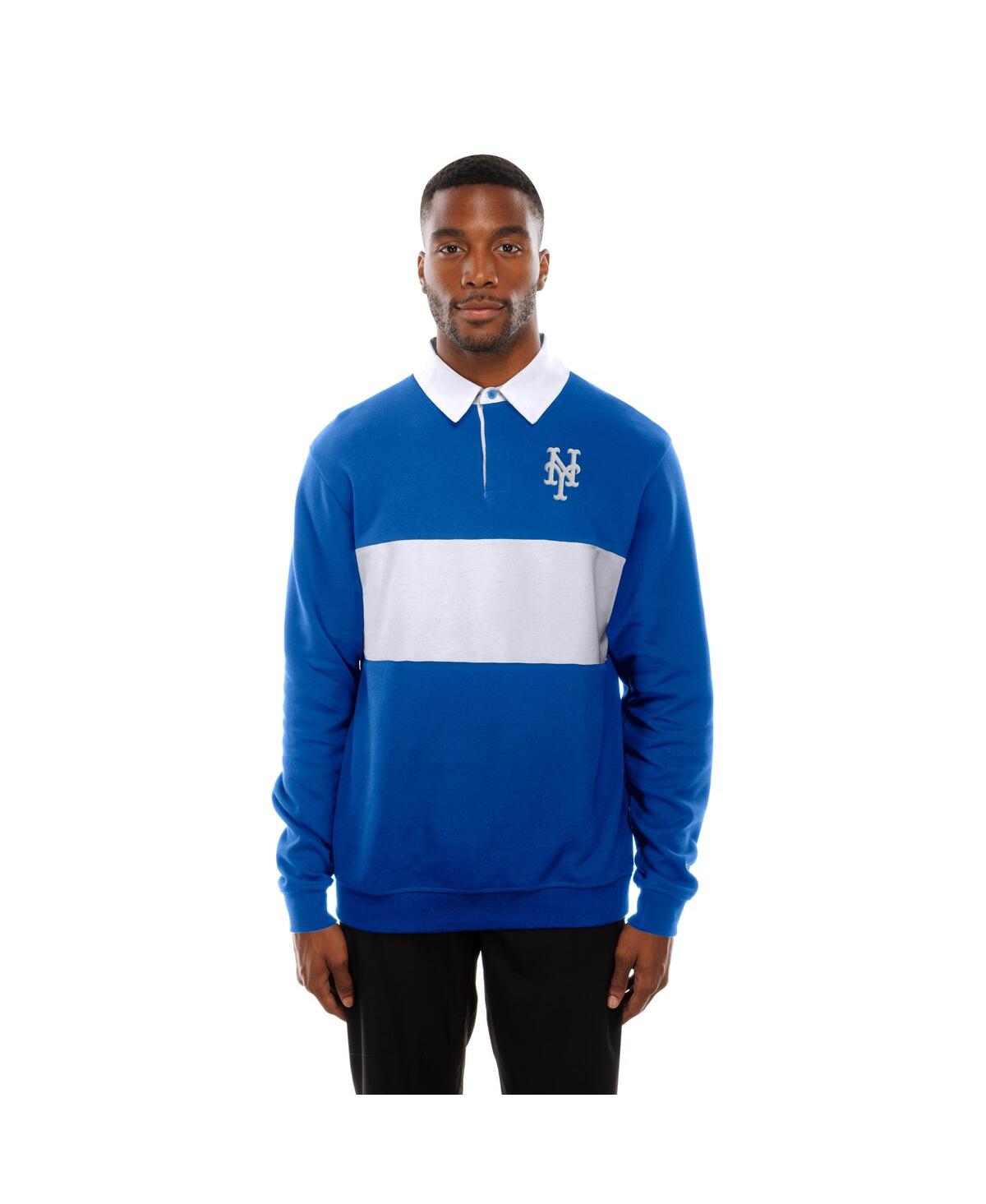 Shop New Era Men's Royal New York Mets Throwback Prep Color Block Rugby Polo Shirt